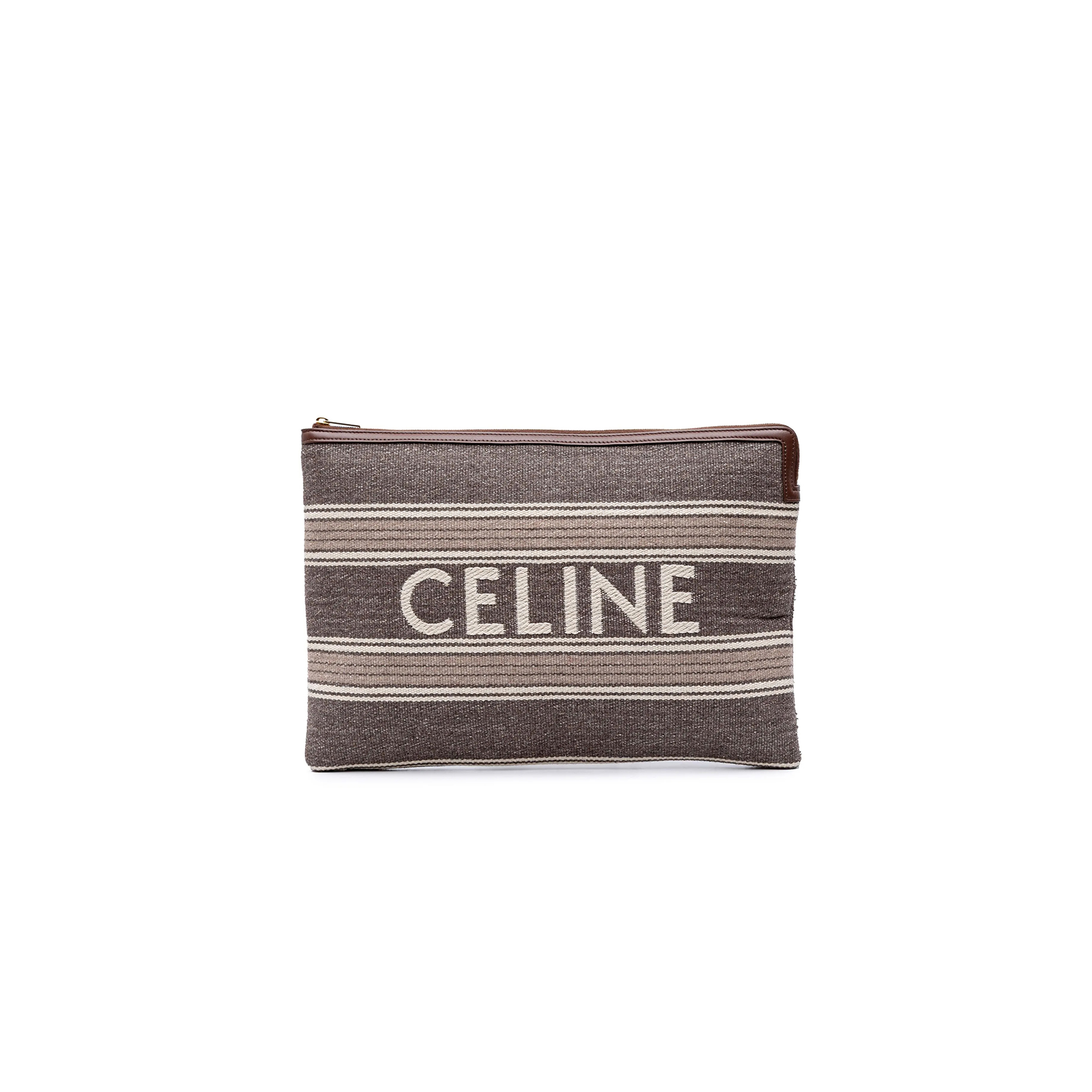 CELINE LARGE CLUTCH IN TRIOMPHE STRIPES AND CALFSKIN 10B802BQ5.38NU (34*23.5cm)